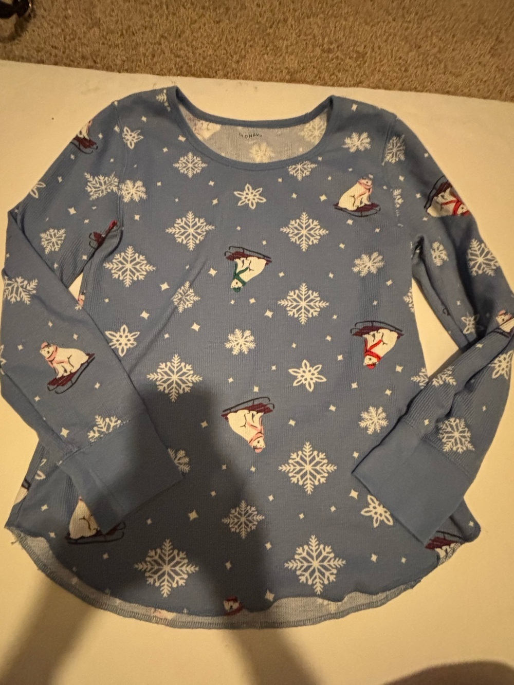 Old navyLight Blue Snowflake & Polar Bear Thermal Top